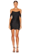 Simkhai Camden Draped Fringe Mini Dress In Black