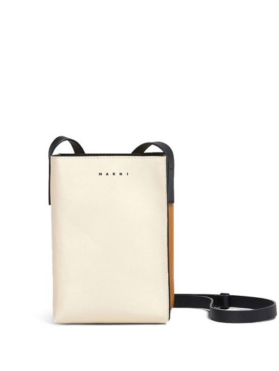 Marni Colour-block Logo Shoulder Bag In 中性色