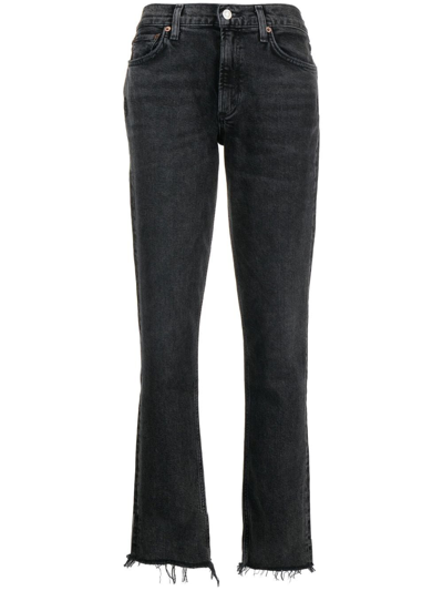 Agolde Lyle Low-rise Slim-cut Jeans In 灰色