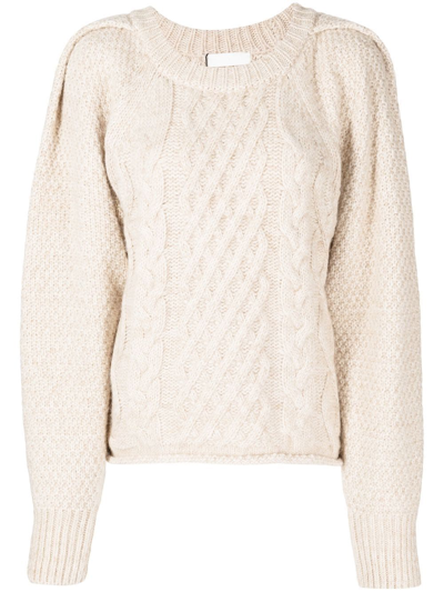 Low Classic Cable-knit Jumper In Neutrals