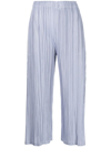 Issey Miyake Plissé Cropped Tapered-leg Trousers In 蓝色