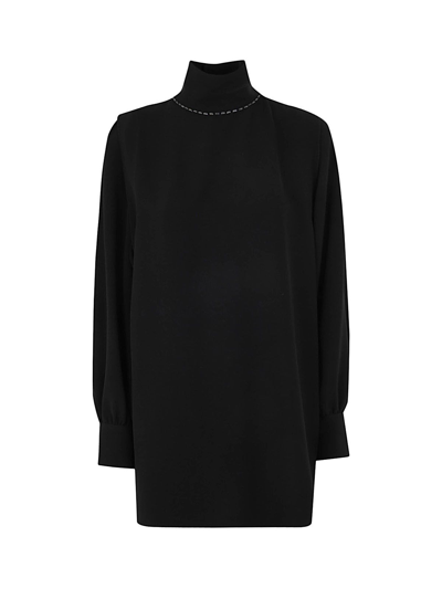 Seventy Long Sleeve Turtleneck Mini Dress In Black