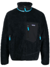 Patagonia Logo-patch Zip-up Fleece Jacket In Blue