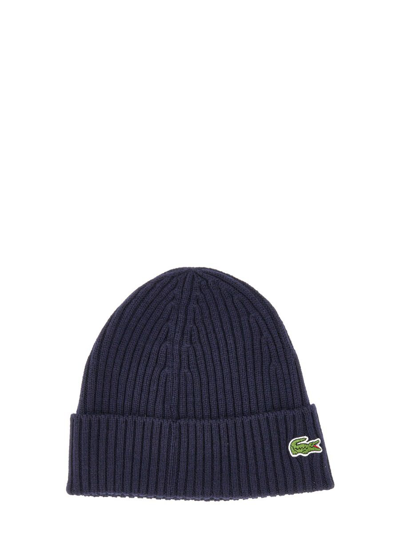 Lacoste Rb4162 Ribbed Beanie - Navy In Blue