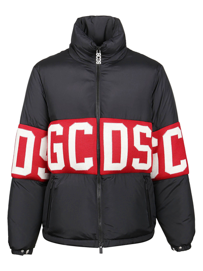 Gcds Logo-print Feather-down Jacket In Black