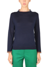 Paul Smith Womens Knitted Pullover With Integral Neck In Blue
