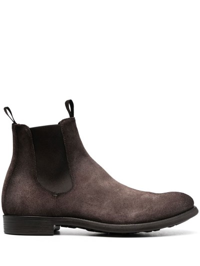 Officine Creative Suede Chelsea Boots In Brown