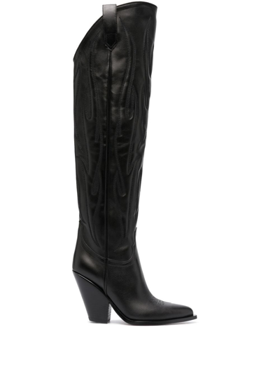 Sonora Woman Knee Boots Black Size 10 Soft Leather