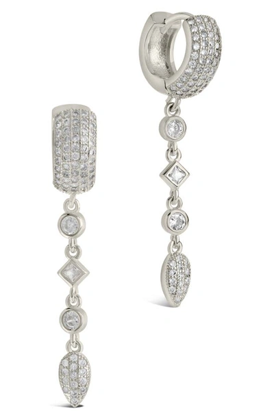 Sterling Forever Malin Drop Hoop Earrings In Silver