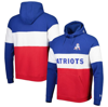 New Era Men's  Red, Royal New England Patriots Colorblock Throwback Pullover Hoodie In Red