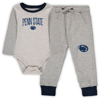Wes & Willy Infant  Heathered Gray/navy Penn State Nittany Lions Jie Jie Long Sleeve Bodysuit & Pants In Heather Gray