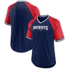 Fanatics Branded Navy/red New England Patriots Second Wind Raglan V-neck T-shirt In Navy