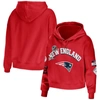 Wear By Erin Andrews Red New England Patriots Plus Size Modest Cropped Pullover Hoodie In Red