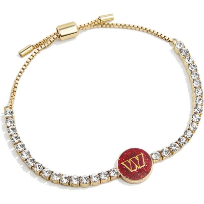 Baublebar Gold Washington Commanders Pull-tie Tennis Bracelet In Gold-tone