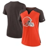 NIKE NIKE ORANGE/BROWN CLEVELAND BROWNS IMPACT EXCEED PERFORMANCE NOTCH NECK T-SHIRT