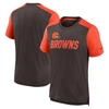 NIKE NIKE HEATHERED BROWN/HEATHERED ORANGE CLEVELAND BROWNS COLOR BLOCK TEAM NAME T-SHIRT