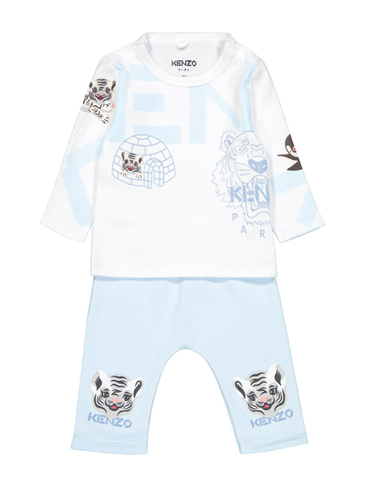 Kenzo Babies' Graphic-print Tracksuit Set In Light Blue