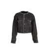 R13 Chain Embellished Crop Denim Jacket In Grey