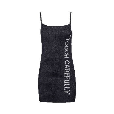 Pre-owned Off-white Quote Fuzzy Mini Dress 'black/white'