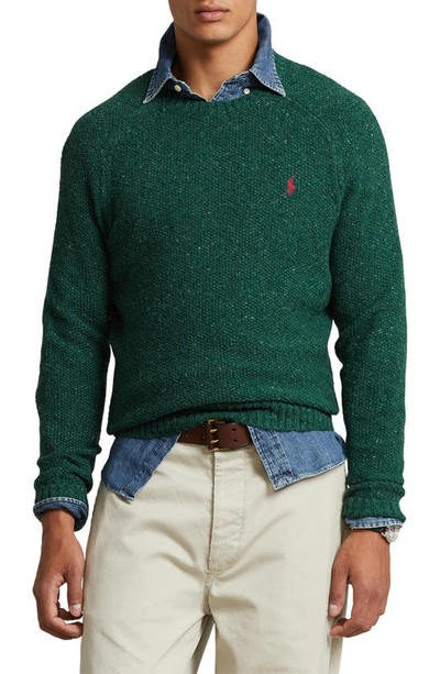 Polo Ralph Lauren Donegal Wool Blend Crewneck Sweater In Forest Green Donegal