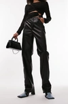 Topshop Faux Leather Straight Leg Pants In Black