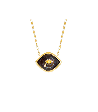 Guitam Suleiman Agate Eye Necklace In Gold