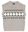 Il Gufo Jacquard Cotton Sweater Vest In Stone Grey/milk