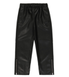 Mm6 Maison Margiela Teen Logo-embroidered Faux-leather Trousers In Black