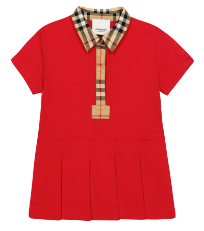 Burberry Baby Girls Red Vintage Check Polo Dress In Bright Red