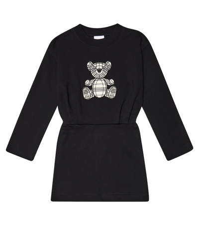Burberry Kids' Printed Cotton Sweater Dress In Black