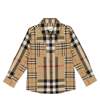 Burberry Beige Shirt For Boy With Vintage Check In Beige