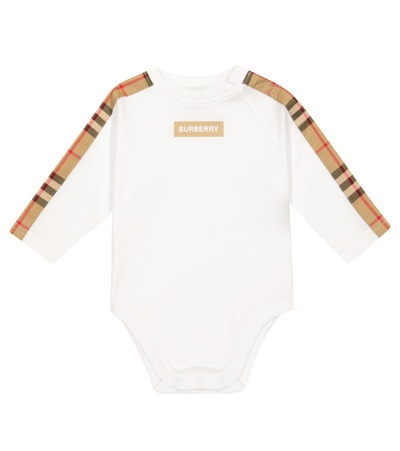 Burberry Baby Cotton Onesie In Bianco