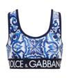 Dolce & Gabbana Logo Band Tile-print Lycra Bra Top In Maiolica 1