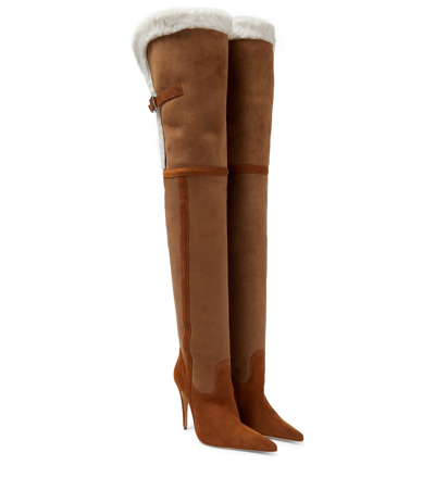Magda Butrym Suede Over-the-knee Boots In Cream