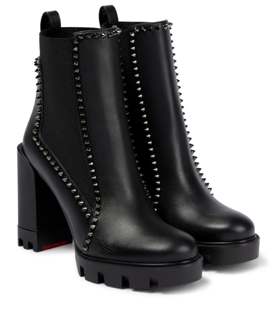 Christian Louboutin Out Line Studded Ankle Boots In Black