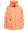 Moncler Anteines Tweed Down Jacket In Orange