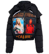 Jw Anderson Black Carrie Poster Print Cropped Puffer Jacket In Black