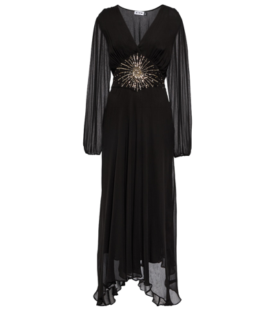 Rixo London Christie Embellished Chiffon Maxi Dress In Black Star Emb