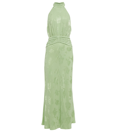 Rixo London Kendra Floral Halterneck Dress In Green