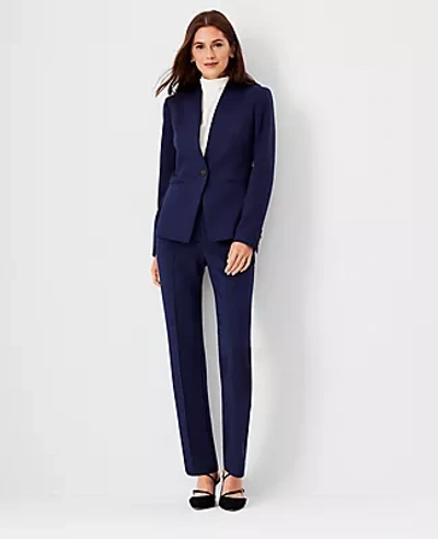 Ann Taylor The Petite High Waist Straight Pant In Double Knit In Pure Sapphire