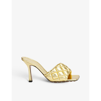 Bottega Veneta Reflection Padded Leather Heeled Mules In Gold