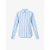 We-ar4 Striped Regular-fit Cotton-blend Shirt In Blue Stripe