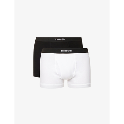 Tom Ford Classic Stretch-cotton Boxers Pack Of Two In Black/white