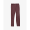 TED BAKER TED BAKER MENS MAROON GENAY SLIM-FIT STRETCH COTTON-BLEND CHINOS,60219023