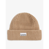 Ganni Structured Rib Knit Wool Blend Beanie In Starfish