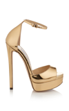 Jimmy Choo Ankle Strap Platform Sandals In Bronze Satin In Gold