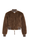 Max Mara Saturno Alpaca Blend Crop Bomber Jacket In Brown