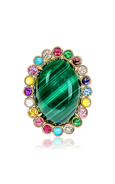 Aisha Baker Music Box 18k Gold Multi-stone Ring In Green