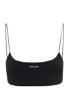 Miu Miu Stretch Jersey Top With Logo In Black