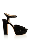 Jimmy Choo Heloise Velvet Platform Sandals In Black